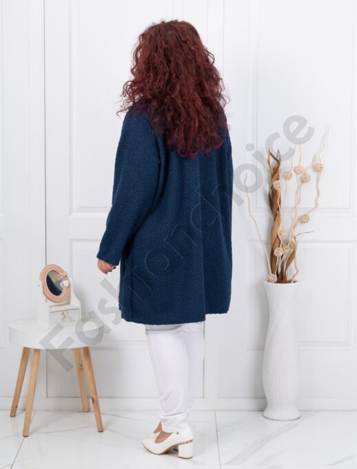 Palton maxi elegant din bucle-albastru inchis cod 1748-5