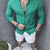 Camasa Italiana pentru barbati din 100% In-verde cod 15333-7