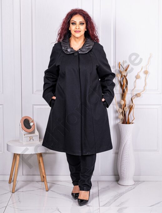 Palton maxi gros cu guler din fas cod 3956