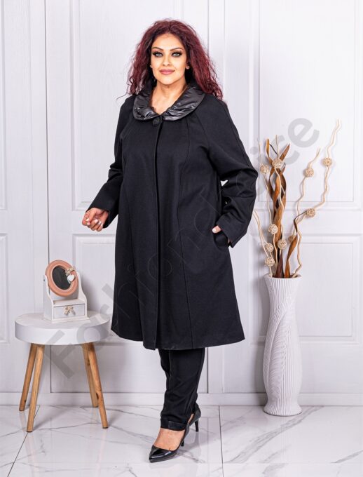 Palton maxi gros cu guler din fas cod 3956