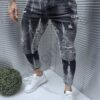 Blugi barbati cu efect rupt si prespalat-gri inchis cod 7833