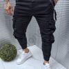 Pantalon jogger pentru barbati cu buzunare cargo-negru cod 283