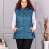 Vesta usoara maxi cu gluga si inscris Fashion-petrol cod 803-5