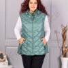 Vesta usoara maxi cu gluga si inscris Fashion-menta cod 803-3