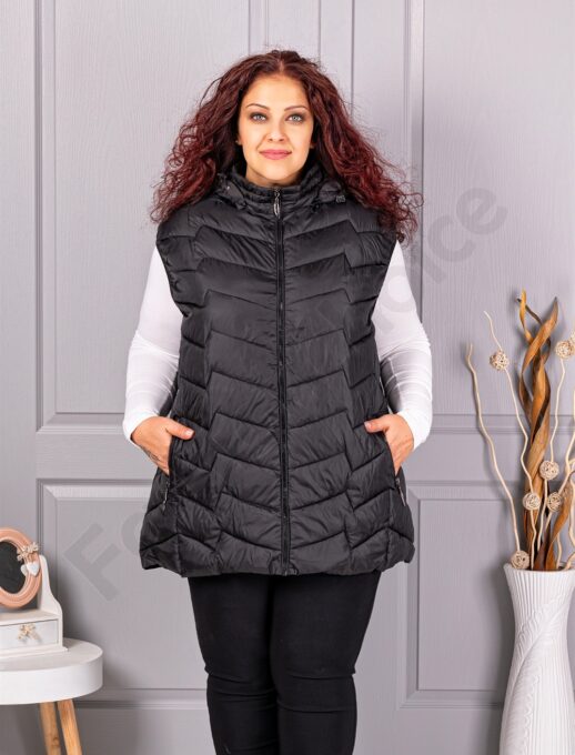 Vesta usoara super maxi cu gluga /9XL-13XL/-negru cod 812