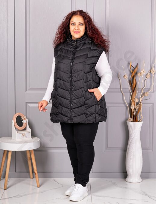 Vesta usoara super maxi cu gluga /9XL-13XL/-negru cod 812