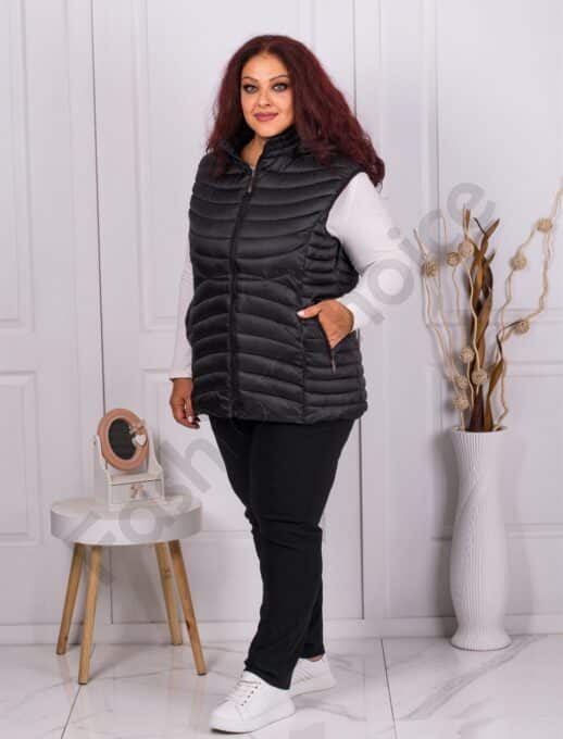 Vesta maxi de dama cu gluga-negru cod 2305А