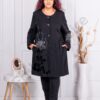 Palton maxi gros cu aplicatie din catifea cod 3846
