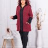 Jacheta maxi din bucle cu gluga-bordo cod 241212