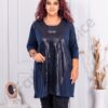 Tunica eleganta maxi cu accente lucios-albastru inchis cod 241413-1
