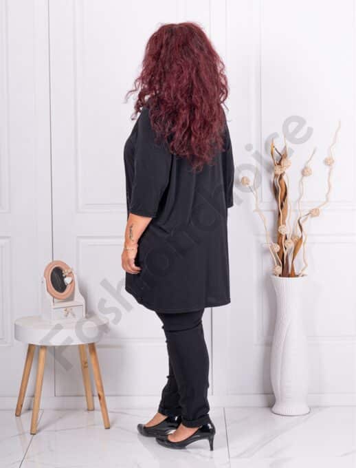 Tunica eleganta maxi cu accente animal-negru cod 241413