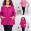 Trenci maxi cu doua fete si imprimeu floral-magenta cod 5930-4