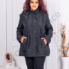 Trenci maxi din fas cu gluga-negru cod 5866