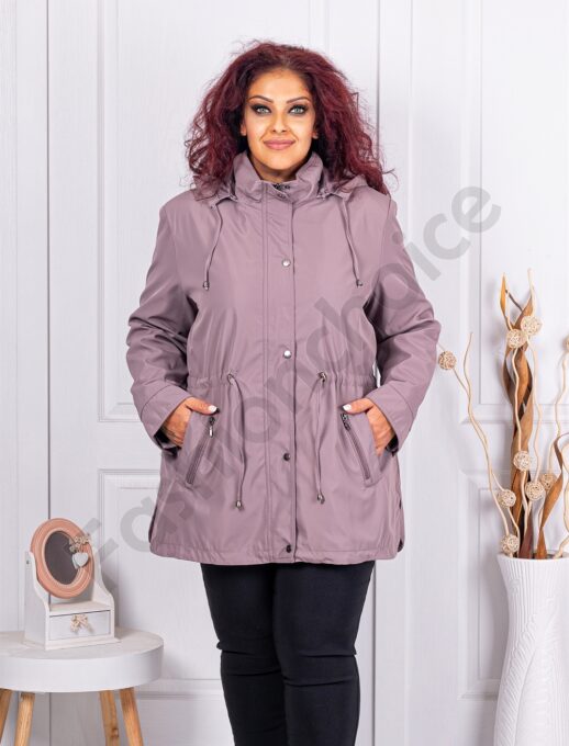 Trenci maxi din fas cu gluga-moca cod 5866-2