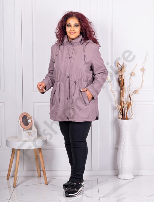 Trenci maxi din fas cu gluga-moca cod 5866-2