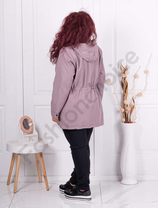 Trenci maxi din fas cu gluga-moca cod 5866-2