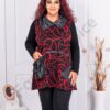 Tunica maxi cu accente din material lucios-rosu cod 24847