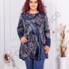 Tunica maxi din tricotaj finut cu inscris Beautiful-albastru inchis cod 241412-2