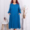 Rochie maxi plisata cu croi elegant-petrol cod 4622-2