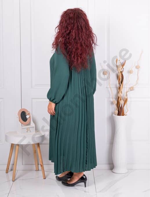 Rochie maxi plisata cu croi elegant-verde masliniu cod 4622-3
