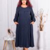 Rochie maxi plisata cu croi elegant-albastru inchis cod 4622-5