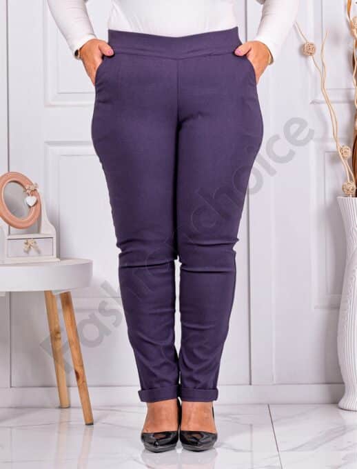 Pantalon elegant maxi cu efect Push Up-mov inchis cod 24348-10