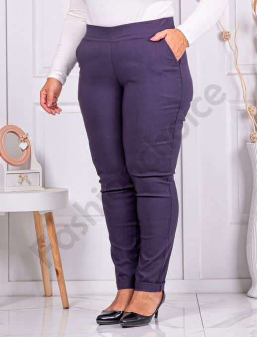 Pantalon elegant maxi cu efect Push Up-mov inchis cod 24348-10