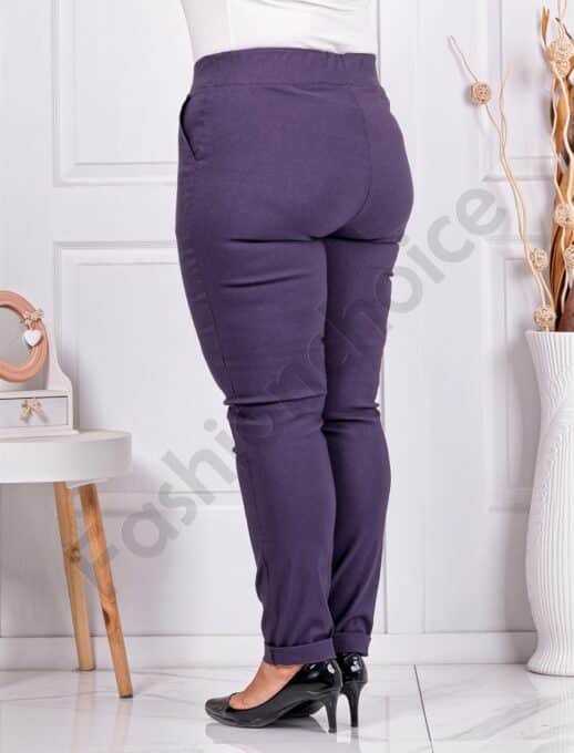 Pantalon elegant maxi cu efect Push Up-mov inchis cod 24348-10