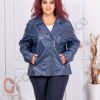 Geaca maxi din piele eco cu inchidere asimetrica-albastru cod 2663-4