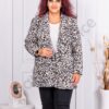 Blazer maxi fara inchidere cu imprumeu leopard-alb cod 242607-2