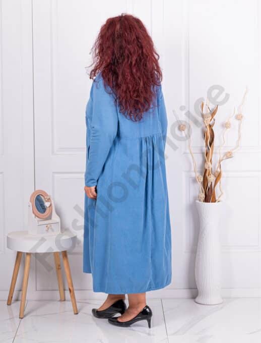 Rochie maxi din catifea reiata cu broderie englezeasca-parlament cod 10917-1