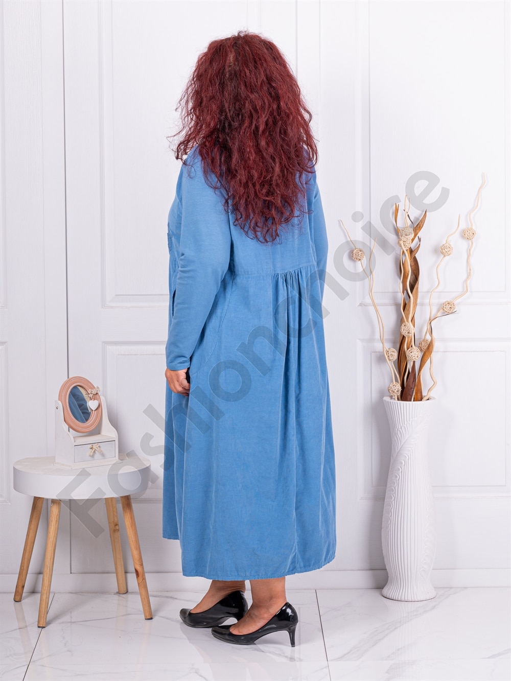 Rochie maxi din catifea reiata cu broderie englezeasca-parlament cod 10917-1