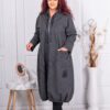 Trenci maxi lung sport-elegant cu gluga-grafit cod 38844-2