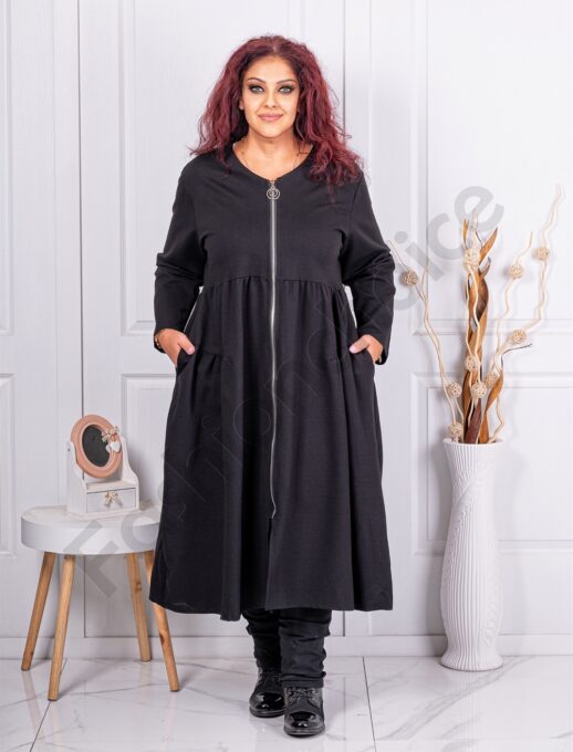 Trenci maxi elegant in clos-negru cod 38867