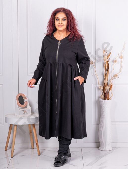 Trenci maxi elegant in clos-negru cod 38867