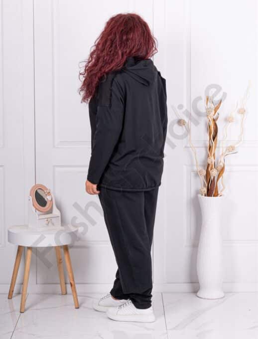 Compleu maxi sport-elegant cu aplicatie floare-negru cod 10824