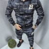 Compleu pentru barbati cu gluga si inscriptii-negru cod 243