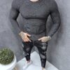 Bluza tricotata pentru barbati cu maneca reglan-gri inchis cod 2308-2