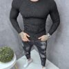 Bluza tricotata pentru barbati cu maneca reglan-negru cod 2308