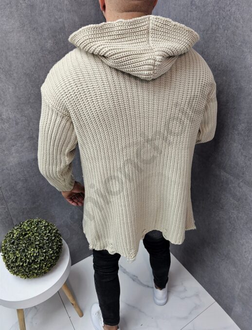 Cardigan de barbati cu tricot structurat-capucino cod 008-1