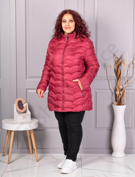 Geaca usoara maxi cu gluga-bordo cod 811-1