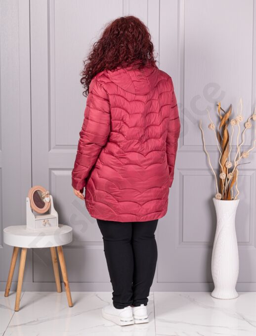 Geaca usoara maxi cu gluga-bordo cod 811-1