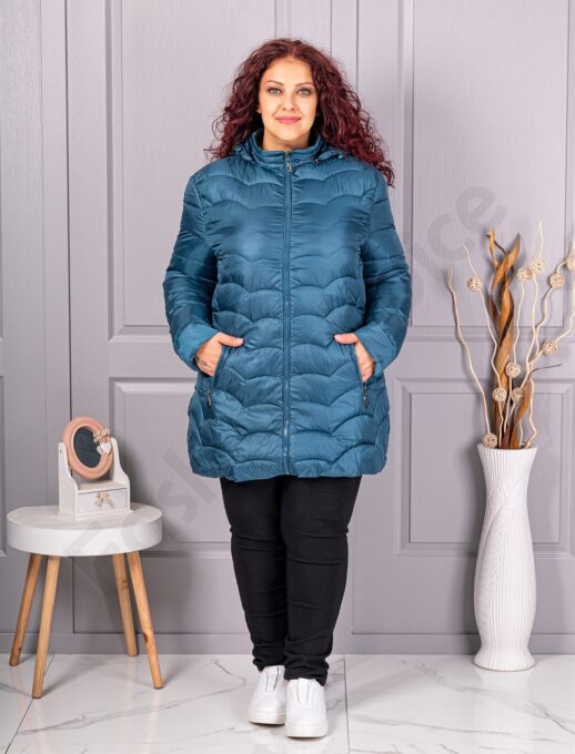 Geaca usoara maxi cu gluga-petrol cod 811-2