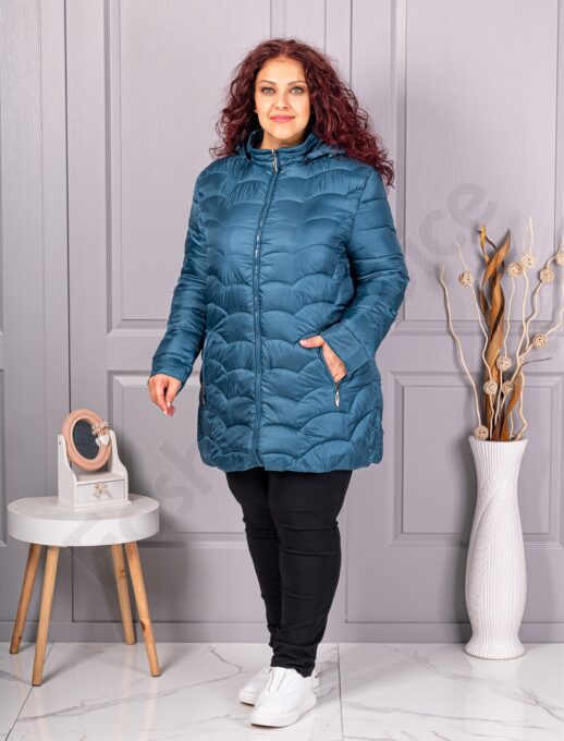 Geaca usoara maxi cu gluga-petrol cod 811-2