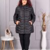 Geaca usoara maxi cu gluga-negru cod 811