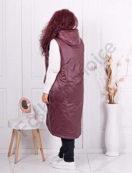 Vesta maxi eleganta cu lungime asimetric-marsala cod 90077-1