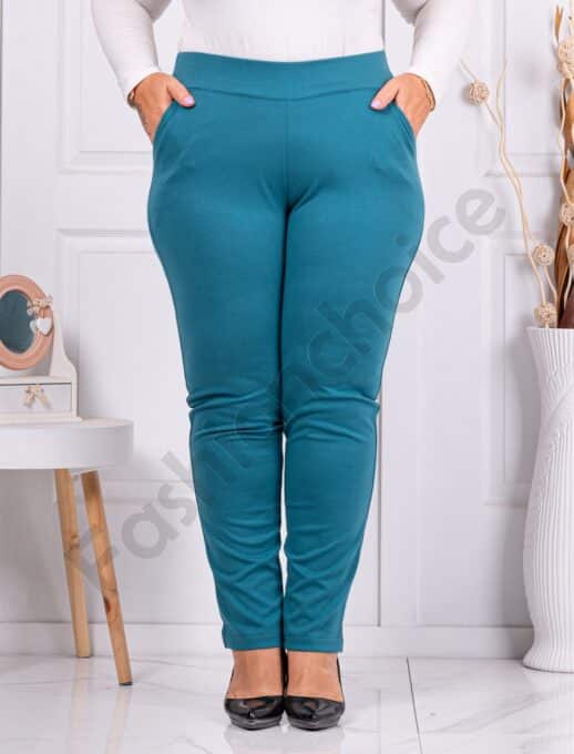 Pantalon maxi sport-elegant cu elastan-verde pastel cod 24349-4