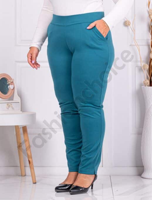 Pantalon maxi sport-elegant cu elastan-verde pastel cod 24349-4