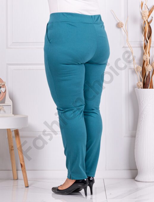 Pantalon maxi sport-elegant cu elastan-verde pastel cod 24349-4