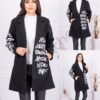Palton de dama cu inscris si buzunare-negru cod 231167-5